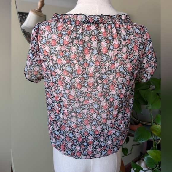 Poetry Women's Size Small Multicolor Ditsy Florals Boho Peasant Blouse - Picture 6 of 14